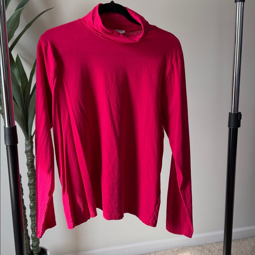 J. Crew Hot Pink Long-Sleeve Turtleneck Top